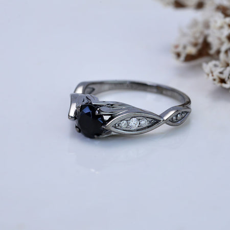 14K Black Gold Black Moissanite Celtic Moissanite Engagement Ring