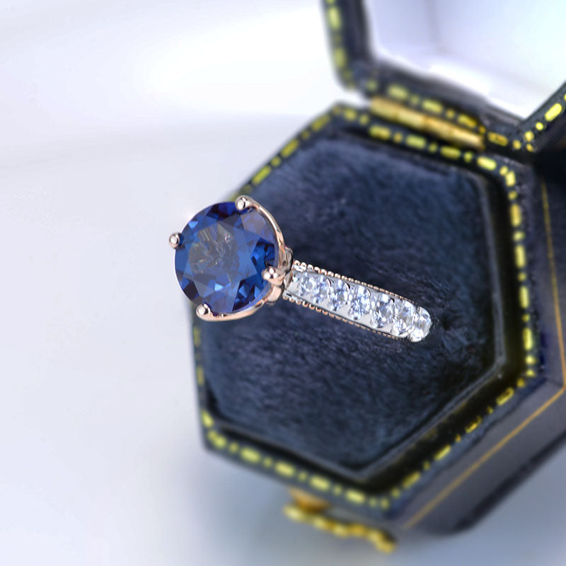 2 Carat Alexandrite Engagement White Gold Ring