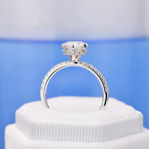 2 Carat Six Prongs Halo Giliarto Moissanite White Gold Engagement Ring