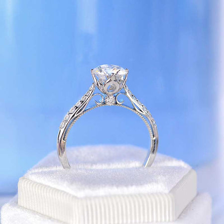 Grey Moissanite Engagement  White Gold Ring Classic Customized Design Your Own Ring