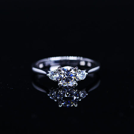 1 Carat Three Stone Giliarto Moissanite White Gold Engagement  Ring