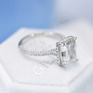 3 Carat Giliarto Emerald Cut Moissanite Hidden Halo Engagement Ring