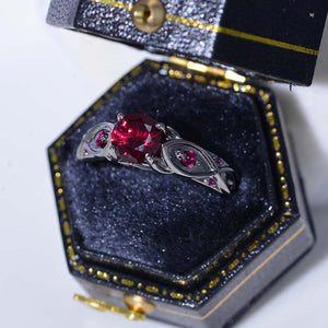 14K Black Gold Ruby Celtic Engagement Ring