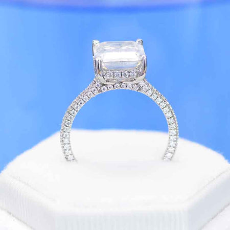 3 Carat Giliarto Emerald Cut Moissanite Hidden Halo Engagement Ring