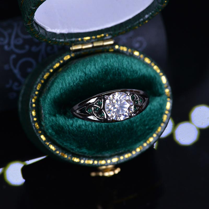 14K Black Gold Moissanite Celtic Engagement Ring