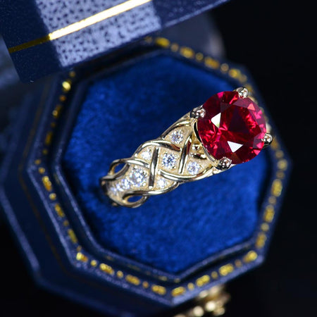 Lattice Ruby Giliarto Gold Engagement Ring