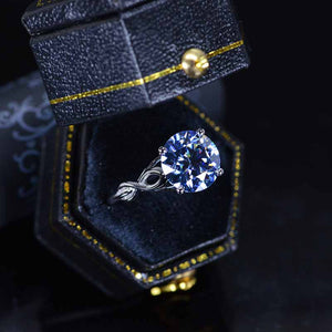 Giliarto 3 Carat Grey Gray Blue Moissanite Stone 14K White Gold Promissory Ring