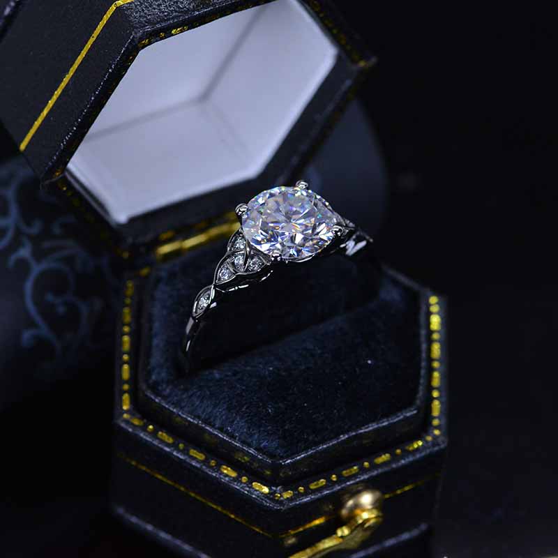 2 Carat Moissanite Celtic Engagement Black Gold Ring