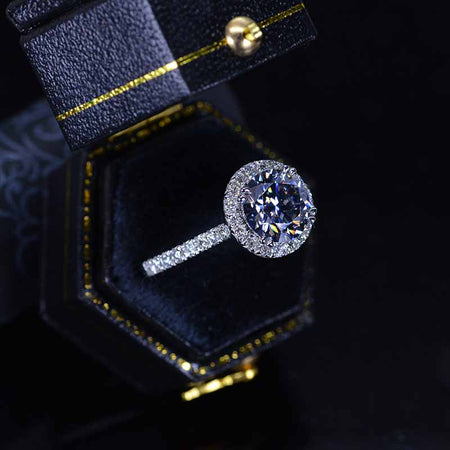 2 Carat Giliarto Moissanite Halo Gold Engagement Promissory Ring