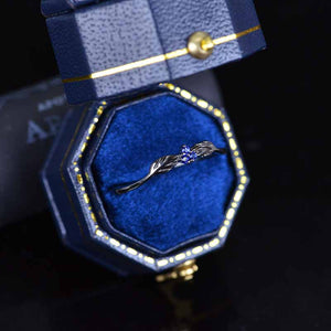 Celtic Royal Blue Sapphire Stackable 14K Black Gold Ring