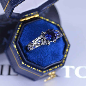 14K Black Gold Sapphire Celtic Engagement Ring