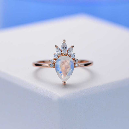 Pear Cut Genuine Moonstone Ring