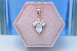Genuine Pear Moonstone pendant necklace rose gold plated silver, Moonstone Necklace in Sterling Silver. Mothers day gift. Gift for her