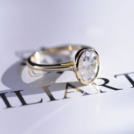 3 Carat Oval Giliarto Moissanite Bezel Set  Engagement Ring