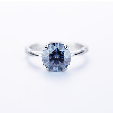 2 Carat Dark Gray Blue  Moissanite Engagement Ring