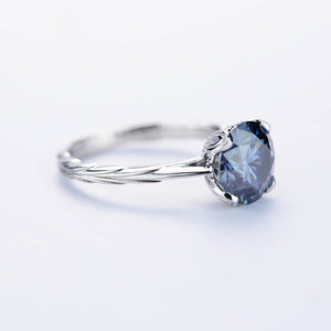 2 Carat Dark Gray Blue  Moissanite Engagement Ring