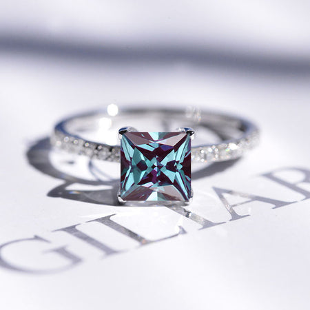 1.5 Carat Princess Cut Alexandrite Engagement Ring