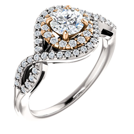 14K Gold 1.0 Carat Forever One Moissanite 1/3 CTW Diamond Engagement Ring