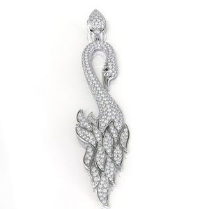 3 CTW Diamond Swan 18K White Gold Pendant