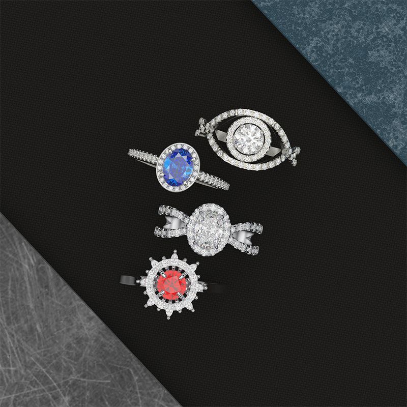 White Gold 1.25 Carat Oval  Moissanite Diamond Halo French-Set Engagement Ring