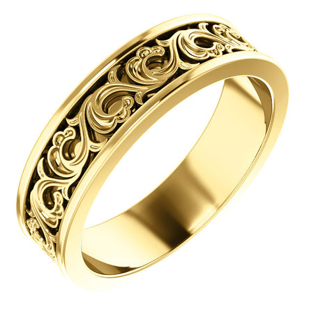 14K Gold 6mm Sculptural-Inspired Band