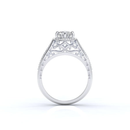 1.0 Carat oval  Moissanite Engagement Ring I 10K white/rose gold-48 moissanite accent stones