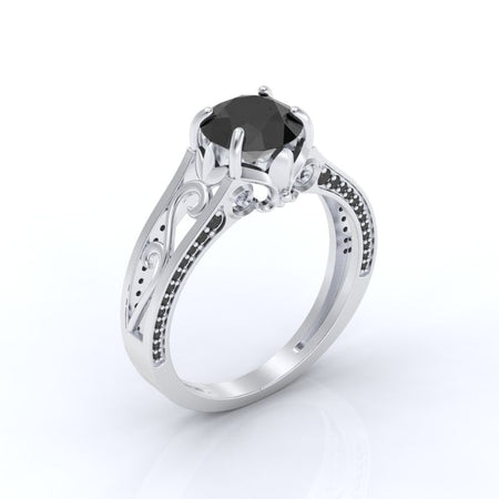 Ascella 2.6 Carat Black Diamond White Gold Engagement Ring