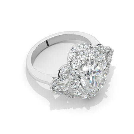 3 Carat Moissanite Diamond Oval Cut Halo White Gold Engagement  Ring