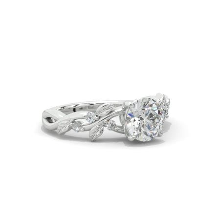 2 Carat  Moissanite Diamond  Floral  White Gold Engagement  Ring