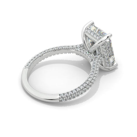 4 Carat Giliarto Emerald Cut Moissanite Hidden Halo Engagement Ring
