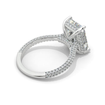 5 Carat Giliarto Emerald Cut Moissanite Hidden Halo Engagement Ring