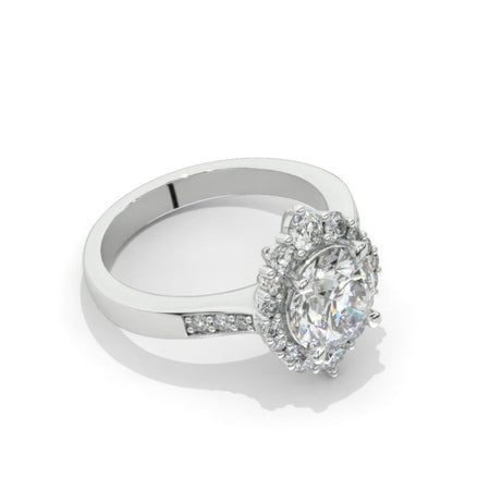 2 Carat Moissanite Diamond Round Cut Halo White Gold Engagement  Ring