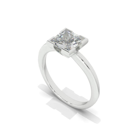 14K White Gold 2 Carat Princess Cut Moissanite Engagement Ring