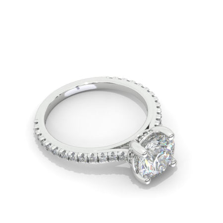 2 Carat Moissanite Diamond Round Cut Hidden Halo White Gold Engagement  Ring
