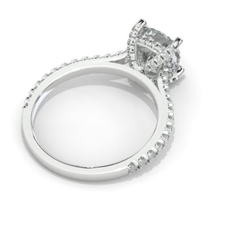 2 Carat Moissanite Diamond Cushion Cut Hidden Halo White Gold Engagement  Ring