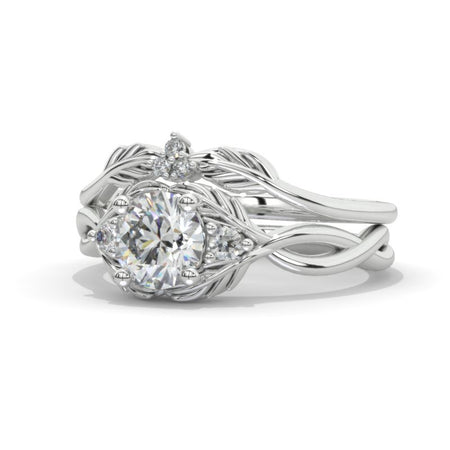 Moissanite Diamond Giliarto Floral Shank Gold Engagement Ring