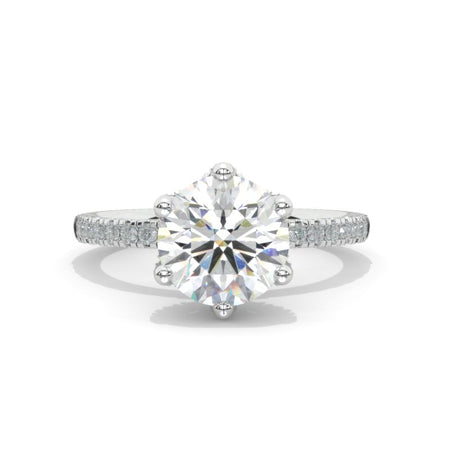 2 Carat Six Prongs  Halo Giliarto Moissanite Diamond White Gold Engagement  Ring