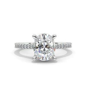 2 Carat Oval Moissanite hidden Halo Engagement Ring