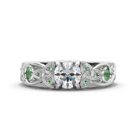 1.0 Carat Moissanite Celtic Engagement Ring 14K White Gold