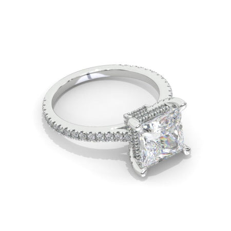 3 Carat Princess Cut Moissanite Giliarto Hidden Halo Gold Engagement Ring