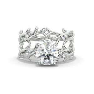 2 Carat Moissanite Twig Floral White Gold Engagement  Ring Set