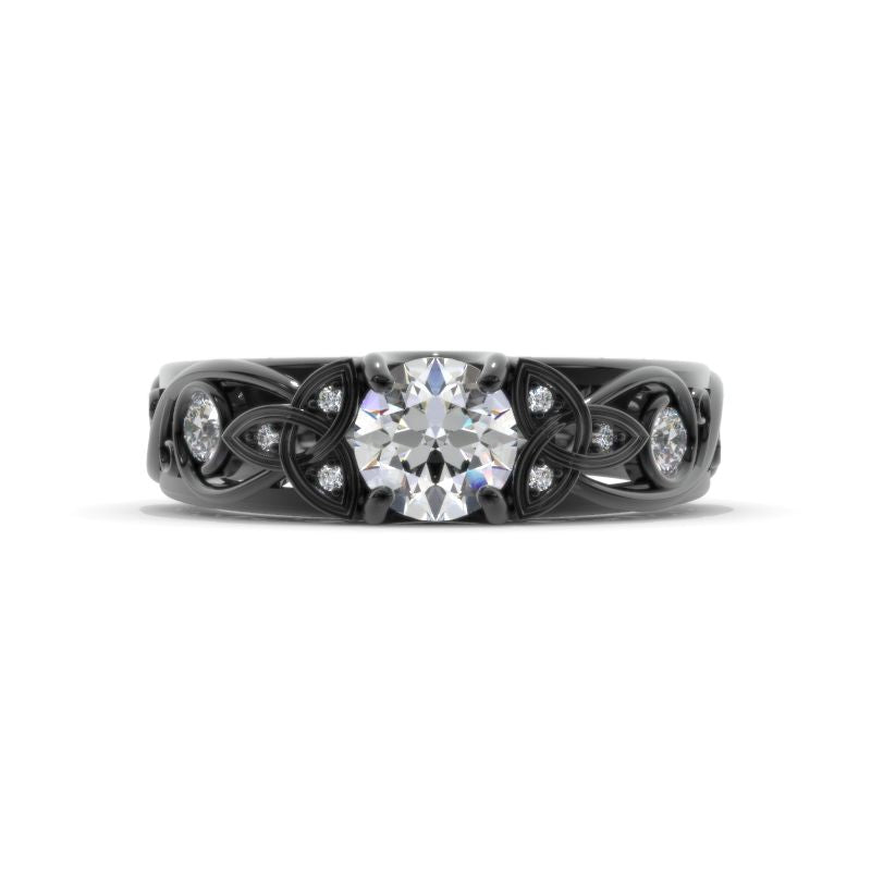 Moissanite Celtic Engagement Ring 14K Black Gold