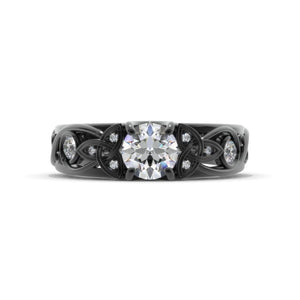 Moissanite Celtic Engagement Ring 14K Black Gold