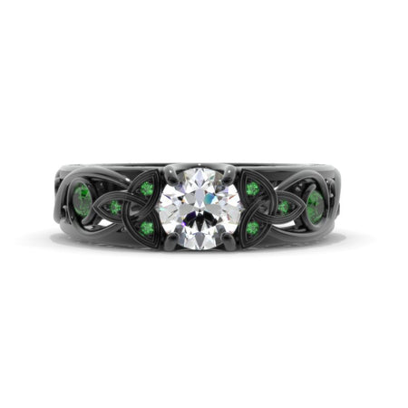 Moissanite Celtic Engagement Ring 14K Black Gold