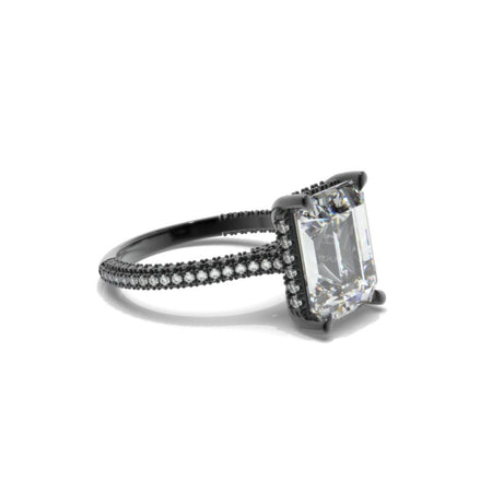 5 Carat Giliarto Emerald Cut Moissanite Hidden Halo Engagement Ring