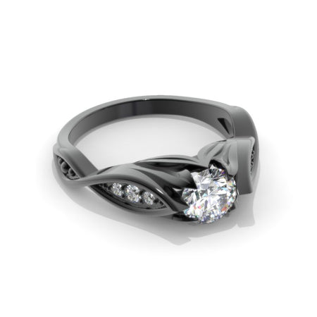 14K Black Gold Moissanite Celtic Moissanite Engagement Ring