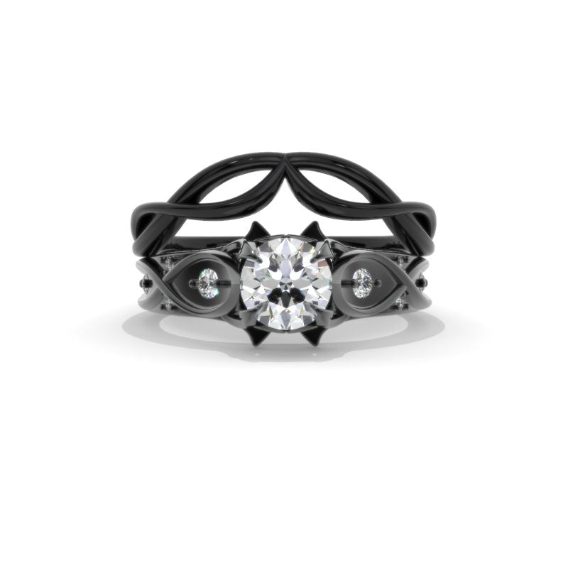 14K Black Gold Moissanite Celtic Engagement Ring - Giliarto