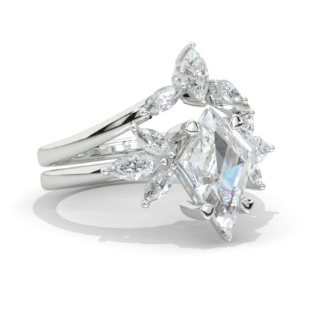 3 Carat Kite Moissanite Engagement Ring. 3CT Fancy Shape Moissanite Ring Set