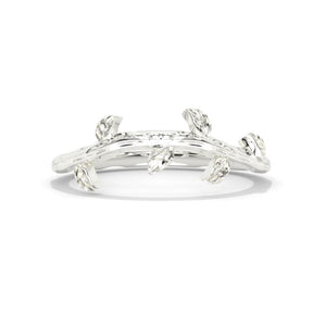 Leaf Engagement Ring. Gold Floral Twig Eternity Ring