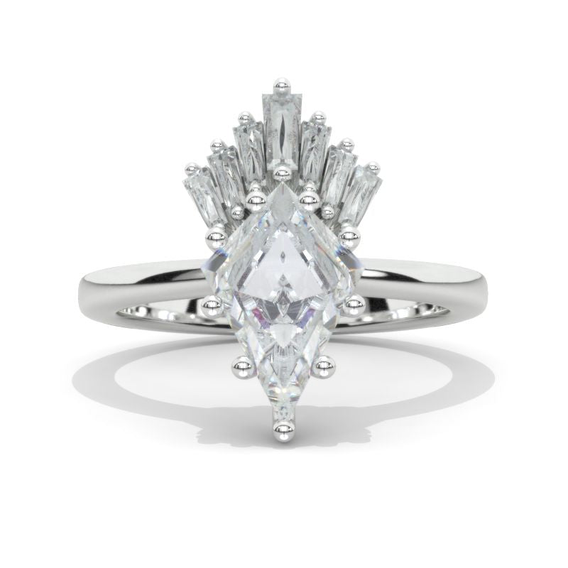 3 Carat Kite Moissanite Engagement Ring. 3CT Fancy Shape Moissanite Ring